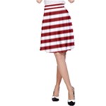 Horizontal Stripes - White and Dark Red A-Line Skirt