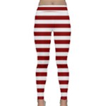 Horizontal Stripes - White and Dark Red Yoga Leggings