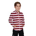 Horizontal Stripes - White and Dark Red Wind Breaker (Kids)