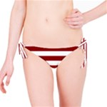 Horizontal Stripes - White and Dark Red Bikini Bottom