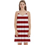 Horizontal Stripes - White and Dark Red Women s Reversible Sports Bra with Border