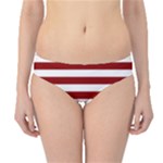 Horizontal Stripes - White and Dark Red Hipster Bikini Bottoms