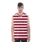Horizontal Stripes - White and Dark Red Men s Basketball Tank Top
