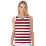 Horizontal Stripes - White and Dark Red Women s Basketball Tank Top
