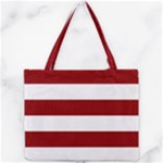 Horizontal Stripes - White and Dark Red Mini Tote Bag
