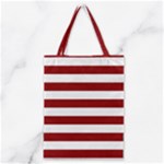 Horizontal Stripes - White and Dark Red Classic Tote Bag