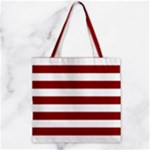 Horizontal Stripes - White and Dark Red Zipper Grocery Tote Bag