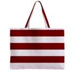 Horizontal Stripes - White and Dark Red Zipper Mini Tote Bag