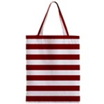 Horizontal Stripes - White and Dark Red Zipper Classic Tote Bag