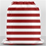 Horizontal Stripes - White and Dark Red Drawstring Bag (Large)