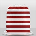 Horizontal Stripes - White and Dark Red Drawstring Bag (Small)