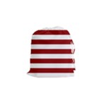 Horizontal Stripes - White and Dark Red Drawstring Pouch (S)