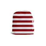 Horizontal Stripes - White and Dark Red Drawstring Pouch (M)