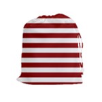 Horizontal Stripes - White and Dark Red Drawstring Pouch (XL)