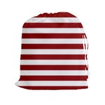 Horizontal Stripes - White and Dark Red Drawstring Pouch (XXl)