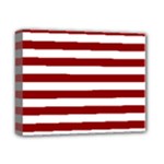 Horizontal Stripes - White and Dark Red Deluxe Canvas 14  x 11  (Stretched)