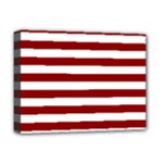 Horizontal Stripes - White and Dark Red Deluxe Canvas 16  x 12  (Stretched)