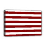 Horizontal Stripes - White and Dark Red Deluxe Canvas 18  x 12  (Stretched)