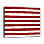 Horizontal Stripes - White and Dark Red Deluxe Canvas 20  x 16  (Stretched)