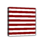 Horizontal Stripes - White and Dark Red Mini Canvas 4  x 4  (Stretched)