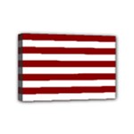 Horizontal Stripes - White and Dark Red Mini Canvas 6  x 4  (Stretched)
