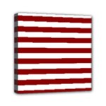 Horizontal Stripes - White and Dark Red Mini Canvas 6  x 6  (Stretched)