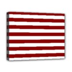 Horizontal Stripes - White and Dark Red Canvas 10  x 8  (Stretched)