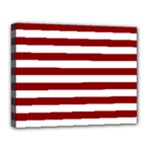 Horizontal Stripes - White and Dark Red Canvas 14  x 11  (Stretched)