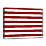 Horizontal Stripes - White and Dark Red Canvas 16  x 12  (Stretched)