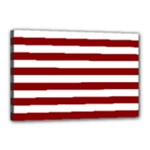 Horizontal Stripes - White and Dark Red Canvas 18  x 12  (Stretched)