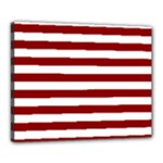Horizontal Stripes - White and Dark Red Canvas 20  x 16  (Stretched)