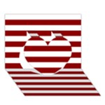 Horizontal Stripes - White and Dark Red Heart 3D Greeting Card (7x5)