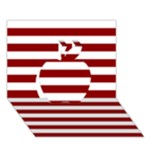 Horizontal Stripes - White and Dark Red Apple 3D Greeting Card (7x5)