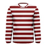 Horizontal Stripes - White and Maroon Red Men s Long Sleeve T-shirt