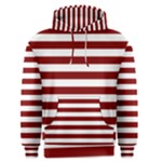 Horizontal Stripes - White and Maroon Red Men s Pullover Hoodie