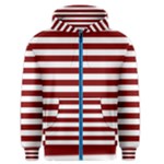 Horizontal Stripes - White and Maroon Red Men s Zipper Hoodie