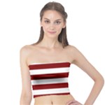 Horizontal Stripes - White and Maroon Red Tube Top