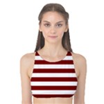 Horizontal Stripes - White and Maroon Red Tank Bikini Top