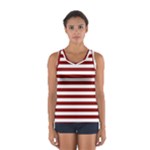 Horizontal Stripes - White and Maroon Red Women s Sport Tank Top