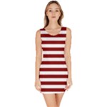 Horizontal Stripes - White and Maroon Red Bodycon Dress