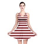 Horizontal Stripes - White and Maroon Red Reversible Skater Dress