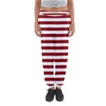 Horizontal Stripes - White and Maroon Red Women s Jogger Sweatpants