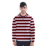 Horizontal Stripes - White and Maroon Red Wind Breaker (Men)