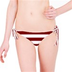 Horizontal Stripes - White and Maroon Red Bikini Bottom