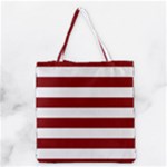 Horizontal Stripes - White and Maroon Red Grocery Tote Bag