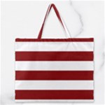 Horizontal Stripes - White and Maroon Red Zipper Large Tote Bag