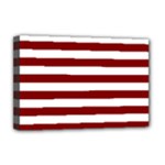 Horizontal Stripes - White and Maroon Red Deluxe Canvas 18  x 12  (Stretched)