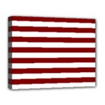 Horizontal Stripes - White and Maroon Red Deluxe Canvas 20  x 16  (Stretched)