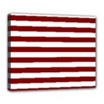 Horizontal Stripes - White and Maroon Red Deluxe Canvas 24  x 20  (Stretched)