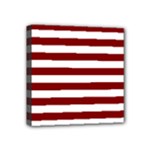 Horizontal Stripes - White and Maroon Red Mini Canvas 4  x 4  (Stretched)